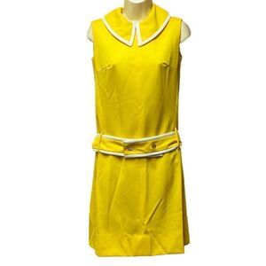 Vintage Bright Yellow Drop Waist Dress